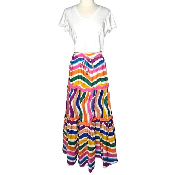 Farm Rio Dancing Stripes Maxi Skirt Size X-Small - Picture 3 of 13
